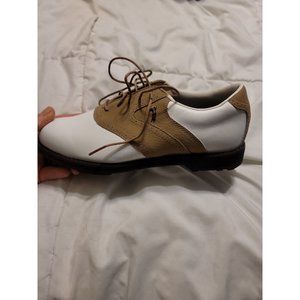 Lady Fairway Leather Tan/White Golf Cleats Shoes Size 7 Outlast temp regulation